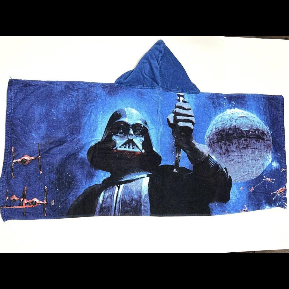 Star Wars Kids Hooded Bath Towel Wrap Poncho Darth Vader 100% cotton 47”x20”